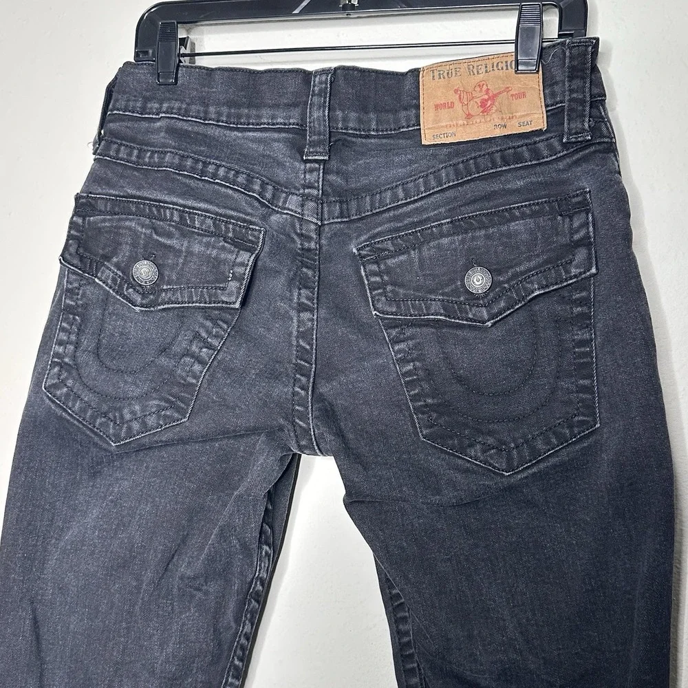 True Religion Jeans Mens 31 Black Denim Ricky‎ Relaxed Straight Flap Pocket